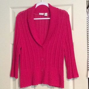 Pretty Pink Cotton Cardigan Sweater - L